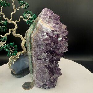 Large Amethyst Cluster, 993g Cut Base Tower, Deep Purple Shards